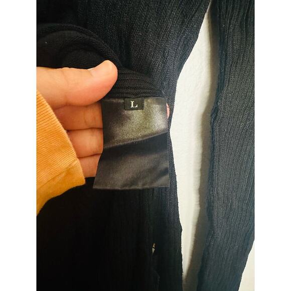 ADEAM Black Long Sleeve V-Neckline Hidden Button Front Shift Dress Size Large - Picture 8 of 8